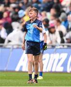 15 July 2023; Jack 0'Toole, St Joseph's PS, Ballinrobe, Mayo, representing Dublin, during the INTO Cumann na mBunscol GAA Respect Exhibition Go Games at the GAA Football All-Ireland Senior Championship semi-final match between Dublin and Monaghan at Croke Park in Dublin. Photo by Ramsey Cardy/Sportsfile