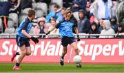 15 July 2023; Ben Lenihan, Dromcollogher NS, Charleville, Cork, representing Dublin, during the INTO Cumann na mBunscol GAA Respect Exhibition Go Games at the GAA Football All-Ireland Senior Championship semi-final match between Dublin and Monaghan at Croke Park in Dublin. Photo by Ramsey Cardy/Sportsfile