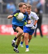 15 July 2023; Ben Lenihan, Dromcollogher NS, Charleville, Cork, representing Dublin, during the INTO Cumann na mBunscol GAA Respect Exhibition Go Games at the GAA Football All-Ireland Senior Championship semi-final match between Dublin and Monaghan at Croke Park in Dublin. Photo by Ramsey Cardy/Sportsfile