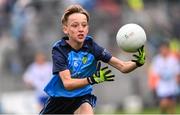 15 July 2023; Ben Lenihan, Dromcollogher NS, Charleville, Cork, representing Dublin, during the INTO Cumann na mBunscol GAA Respect Exhibition Go Games at the GAA Football All-Ireland Senior Championship semi-final match between Dublin and Monaghan at Croke Park in Dublin. Photo by Ramsey Cardy/Sportsfile