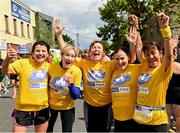 16 July 2023; Runners, from left, Mary Cahill, Philis Browne, Anne O'Malley, Sandra Manning, and Grace Barker, from Swords, celebrate after finishing the 2023 Irish Life Dublin Race Series-Fingal 10km which took place on Sunday 16th of July at Swords in Dublin. Photo by Sam Barnes/Sportsfile