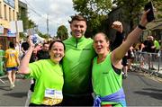 16 July 2023; Runners, from left, Audrey Kearney, Stephen Highland and Niamh Geraghty, from Coolock, Dublin, celebrate after finishing the 2023 Irish Life Dublin Race Series-Fingal 10km which took place on Sunday 16th of July at Swords in Dublin. Photo by Sam Barnes/Sportsfile
