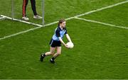 15 July 2023; Deirbhile McNabb, St Mary's PS, Tempo, Fermanagh, representing Dublin, during the GAA Respect Exhibition Go Games at the GAA Football All-Ireland Senior Championship semi-final match between Dublin and Monaghan at Croke Park in Dublin. Photo by Daire Brennan/Sportsfile
