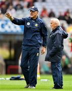 15 July 2023; Meath manager Colm O'Rourke, left, and selector Sean Boylan before the Tailteann Cup Final match between Down and Meath at Croke Park in Dublin. Photo by Brendan Moran/Sportsfile
