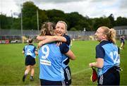 16 July 2023; Jennifer Dunne, left, and Caoimhe O'Connor of Dublin after the TG4 LGFA All-Ireland Senior Championship Quarter-Final match between Donegal and Dublin at MacCumhaill Park in Ballybofey, Donegal. Photo by Ramsey Cardy/Sportsfile