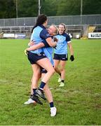 16 July 2023; Leah Caffrey, left, and Carla Rowe of Dublin after the TG4 LGFA All-Ireland Senior Championship Quarter-Final match between Donegal and Dublin at MacCumhaill Park in Ballybofey, Donegal. Photo by Ramsey Cardy/Sportsfile