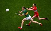 16 July 2023; Jason Foley of Kerry in action against Niall Loughlin of Derry during the GAA Football All-Ireland Senior Championship Semi-Final match between Derry and Kerry at Croke Park in Dublin. Photo by Daire Brennan/Sportsfile