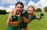 16 July 2023; Kerry players celebrate following the 2023 All-Ireland U16 Ladies Football B Final match between Kerry and Sligo at Duggan Park, Ballinasloe, Galway. Photo by Tom Beary/Sportsfile