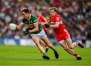 16 July 2023; Jack Barry of Kerry is tackled by Brendan Rogers of Derry during the GAA Football All-Ireland Senior Championship Semi-Final match between Derry and Kerry at Croke Park in Dublin. Photo by Brendan Moran/Sportsfile
