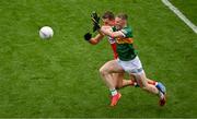 16 July 2023; Jason Foley of Kerry in action against Shane McGuigan of Derry during the GAA Football All-Ireland Senior Championship Semi-Final match between Derry and Kerry at Croke Park in Dublin. Photo by Daire Brennan/Sportsfile