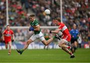 16 July 2023; Adrian Spillane of Kerry fails to hold possession under pressure from Brendan Rogers of Derry during the GAA Football All-Ireland Senior Championship Semi-Final match between Derry and Kerry at Croke Park in Dublin. Photo by Brendan Moran/Sportsfile