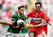 16 July 2023; Gavin White of Kerry in action against Paul Cassidy of Derry during the GAA Football All-Ireland Senior Championship Semi-Final match between Derry and Kerry at Croke Park in Dublin. Photo by David Fitzgerald/Sportsfile
