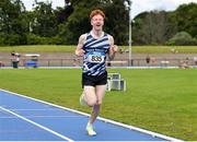 16 July 2023; Lughaidh Mallon of Lagan Valley AC, Antrim, competes in the junior men's 3000m during day two of the 123.ie National AAI Games and Combines at Morton Stadium in Santry, Dublin. Photo by Stephen Marken/Sportsfile