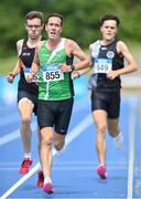 16 July 2023; Niall O Callaghan of West Limerick AC, Limerick, centre, competes in the senior men's 3000m during day two of the 123.ie National AAI Games and Combines at Morton Stadium in Santry, Dublin. Photo by Stephen Marken/Sportsfile