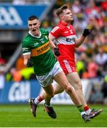16 July 2023; Sean O'Shea of Kerry celebrates a late score during the GAA Football All-Ireland Senior Championship Semi-Final match between Derry and Kerry at Croke Park in Dublin. Photo by David Fitzgerald/Sportsfile