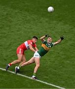 16 July 2023; Sean O'Shea of Kerry in action against Conor Doherty of Derry during the GAA Football All-Ireland Senior Championship Semi-Final match between Derry and Kerry at Croke Park in Dublin. Photo by Daire Brennan/Sportsfile