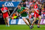 16 July 2023; Sean O'Shea of Kerry celebrates a late score during the GAA Football All-Ireland Senior Championship Semi-Final match between Derry and Kerry at Croke Park in Dublin. Photo by David Fitzgerald/Sportsfile