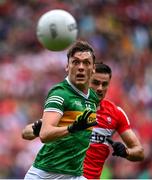 16 July 2023; David Clifford of Kerry in action against Christopher McKaigue of Derry during the GAA Football All-Ireland Senior Championship Semi-Final match between Derry and Kerry at Croke Park in Dublin. Photo by David Fitzgerald/Sportsfile