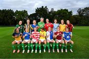 17 July 2023; Grassroots is where it all started for Republic of Ireland WNT players. The connection with their first clubs has never been lost on the WNT players as they continue preparations for the FIFA Women’s World Cup 2023 – their first ever major tournament. It is why 15 of the 26 players in Australia pulled on jerseys from their former clubs ahead of their training session in Meakin Park, Brisbane on Monday. Back row, from left, Ciara Grant wearing the jersey of Ballyraine FC; Claire O’Riordan wearing the jersey of Newcastle West Town FC; Amber Barrett wearing the jersey of Milford FC; Louise Quinn wearing the jersey of Blessington FC; Diane Caldwell wearing the jersey of Balbriggan FC; Niamh Fahey wearing the jersey of Salthill Devon FC; Heather Payne wearing the jersey of Ballinasloe Town AFC; and Izzy Atkinson wearing the jersey of Rush Athletic FC, with, front row, Jamie Finn wearing the jersey of Swords Manor FC; Denise O’Sullivan wearing the jersey of Wilton United; Áine O’Gorman wearing the jersey of Enniskerry FC, Katie McCabe wearing the jersey of Kilnamanagh AFC; Megan Connolly wearing the jersey of College Corinthians AFC; Chloe Mustaki wearing the jersey of Park Celtic FC; and Abbie Larkin wearing the jersey of Cambridge FC. Photo by Stephen McCarthy/Sportsfile
