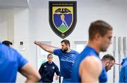 17 July 2023; Jason Jenkins is observed by senior physiothapist Emma Gallivan during a Leinster rugby squad training and gym session at Wicklow RFC in Wicklow. Photo by Brendan Moran/Sportsfile