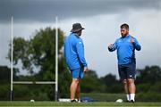 17 July 2023; Contact skills coach Sean O'Brien, right, and forwards and scrum coach Robin McBryde during a Leinster rugby squad training and gym session at Wicklow RFC in Wicklow. Photo by Brendan Moran/Sportsfile