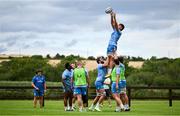 17 July 2023; Brian Deeny takes the ball in a lineout during a Leinster rugby squad training and gym session at Wicklow RFC in Wicklow. Photo by Brendan Moran/Sportsfile