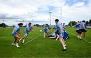 17 July 2023; Luke McGrath passes to Brian Deeny during a Leinster rugby squad training and gym session at Wicklow RFC in Wicklow. Photo by Brendan Moran/Sportsfile