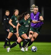 18 July 2023; Marissa Sheva and Louise Quinn, right, during a Republic of Ireland training session at Meakin Park in Brisbane, Australia, ahead of the start of the FIFA Women's World Cup 2023. Photo by Stephen McCarthy/Sportsfile