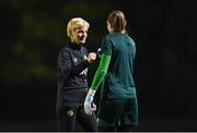 18 July 2023; Manager Vera Pauw and goalkeeper Megan Walsh during a Republic of Ireland training session at Meakin Park in Brisbane, Australia, ahead of the start of the FIFA Women's World Cup 2023. Photo by Stephen McCarthy/Sportsfile