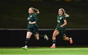 18 July 2023; Jamie Finn, right, and Amber Barrett during a Republic of Ireland training session at Meakin Park in Brisbane, Australia, ahead of the start of the FIFA Women's World Cup 2023. Photo by Stephen McCarthy/Sportsfile