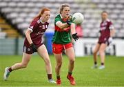 15 July 2023; Danielle Caldwell of Mayo in action against Kate Slevin of Galway during the TG4 Ladies Football All-Ireland Senior Championship quarter-final match between Galway and Mayo at Pearse Stadium in Galway. Photo by Sam Barnes/Sportsfile