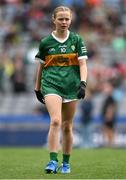 16 July 2023; Niamh Ni Luasaigh, Ballythomas N.S., Gorey, Wexford, representing Kerry, during the INTO Cumann na mBunscol GAA Respect Exhibition Go Games at the GAA Football All-Ireland Senior Championship Semi-Final match between Derry and Kerry at Croke Park in Dublin. Photo by Brendan Moran/Sportsfile