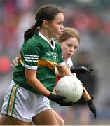 16 July 2023; Ava Gallagher, Moylough N.S., Tubbercurry, Sligo, representing Kerry, during the INTO Cumann na mBunscol GAA Respect Exhibition Go Games at the GAA Football All-Ireland Senior Championship Semi-Final match between Derry and Kerry at Croke Park in Dublin. Photo by Brendan Moran/Sportsfile