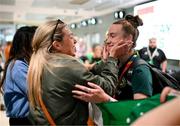 19 July 2023; Republic of Ireland's Claire O'Riordan with her sister Marie at Sydney Airport, Australia, upon the team's arrival from their base in Brisbane, for their opening FIFA Women's World Cup 2023 group match against co-host Australia, on Thursday. Photo by Stephen McCarthy/Sportsfile