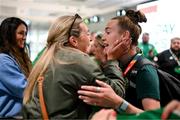 19 July 2023; Republic of Ireland's Claire O'Riordan with her sister Marie at Sydney Airport, Australia, upon the team's arrival from their base in Brisbane, for their opening FIFA Women's World Cup 2023 group match against co-host Australia, on Thursday. Photo by Stephen McCarthy/Sportsfile