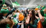 19 July 2023; Republic of Ireland's Chloe Mustaki with supporters at Sydney Airport, Australia, upon the team's arrival from their base in Brisbane, for their opening FIFA Women's World Cup 2023 group match against co-host Australia, on Thursday. Photo by Stephen McCarthy/Sportsfile