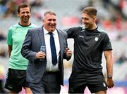 16 July 2023; Kerry County Board chairman Patrick O'Sullivan and Adrian Spillane of Kerry before the GAA Football All-Ireland Senior Championship Semi-Final match between Derry and Kerry at Croke Park in Dublin. Photo by Brendan Moran/Sportsfile