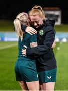 19 July 2023; Denise O'Sullivan, left, and Amber Barrett during a Republic of Ireland training session at the Leichhardt Oval in Sydney, Australia. Photo by Stephen McCarthy/Sportsfile
