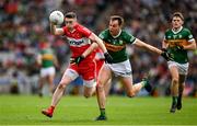 16 July 2023; Gareth McKinless of Derry in action against Jack Barry of Kerry during the GAA Football All-Ireland Senior Championship Semi-Final match between Derry and Kerry at Croke Park in Dublin. Photo by Brendan Moran/Sportsfile