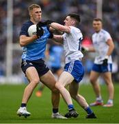 15 July 2023; Paul Mannion of Dublin is tackled by Stephen O’Hanlon of Monaghan during the GAA Football All-Ireland Senior Championship semi-final match between Dublin and Monaghan at Croke Park in Dublin. Photo by Brendan Moran/Sportsfile