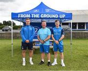 19 July 2023; Leinster players Scott Penny, left, and Luke McGrath with coach Mick Cahill during a Bank of Ireland Leinster Rugby Summer Camp at Portlaoise RFC in Laois. Photo by Piaras Ó Mídheach/Sportsfile