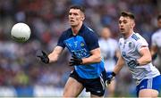 15 July 2023; Lee Gannon of Dublin in action against Michael Bannigan of Monaghan during the GAA Football All-Ireland Senior Championship semi-final match between Dublin and Monaghan at Croke Park in Dublin. Photo by Brendan Moran/Sportsfile