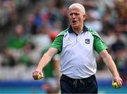 8 July 2023; Limerick manager John Kiely before the GAA Hurling All-Ireland Senior Championship semi-final match between Limerick and Galway at Croke Park in Dublin. Photo by Piaras Ó Mídheach/Sportsfile