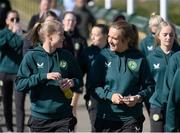 20 July 2023; Republic of Ireland goalkeeper Grace Moloney, right, and Ruesha Littlejohn on the Pyrmont Bridge during a team walk ahead of the FIFA Women's World Cup 2023 Group B match between Australia and Republic of Ireland at Stadium Australia in Sydney, Australia. Photo by Stephen McCarthy/Sportsfile