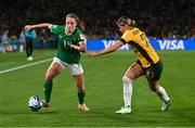20 July 2023; Heather Payne of Republic of Ireland in action against Kyra Cooney-Cross of Australia during the FIFA Women's World Cup 2023 Group B match between Australia and Republic of Ireland at Stadium Australia in Sydney, Australia. Photo by Stephen McCarthy/Sportsfile