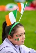 20 July 2023; Republic of Ireland supporter Lilly Gregg, 11 years, from Clondalkin, during a Watch Party for the opening game of the 2023 FIFA Women's World Cup between Republic of Ireland and Australia at the Irishtown Sports & Fitness Centre in Ringsend, Dublin. Photo by Ray McManus/Sportsfile