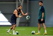 20 July 2023; Jamison Gibson Park, left, and Hugo Keenan during an Ireland rugby squad training session in the IRFU High Performance Centre at the Sport Ireland Campus in Dublin. Photo by Brendan Moran/Sportsfile