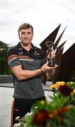 20 July 2023; PwC GAA/GPA Player of the Month for June in hurling, Conor Whelan of Galway, with his award in Eyre Square in Galway. Photo by Harry Murphy/Sportsfile