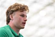 20 July 2023; Cian Prendergast during an Ireland rugby media conference in the IRFU High Performance Centre at the Sport Ireland Campus in Dublin. Photo by Brendan Moran/Sportsfile