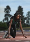 21 July 2023; The stars of Irish athletics return to national competition at the 123.ie National Senior Track and Field Championships which take place at Morton Stadium on July 29th and 30th 2023. Spectator tickets and further information can be found at www.athleticsireland.ie. Rhasidat Adeleke during a portrait session at Morton Stadium in Dublin. Photo by Ramsey Cardy/Sportsfile